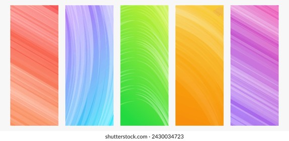 Set of modern gradient backgrounds with wave lines. Header banner. Bright geometric abstract presentation backdrops. Vector illustration