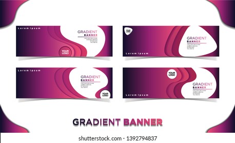 set of modern gradient banner in paper craft style
