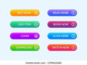 Set of modern gradient buttons for website and ui design. Collection gradient buttons vector icon