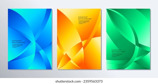 Conjunto de diseño de cobertura abstracto de líneas de curva de gradiente moderno