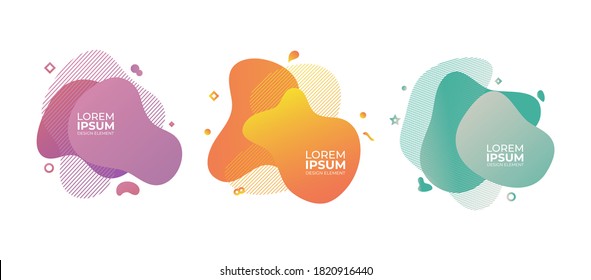 set of modern gradient flowing liquid shapes element with abstract background. can use for logo, flyer, presentation, banners.