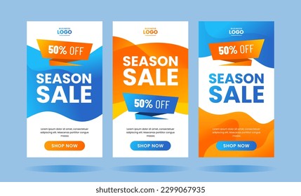 Set of modern gradient sale vertical banner for social media stories, web page, mobile phone. Sale banner template design special offer set