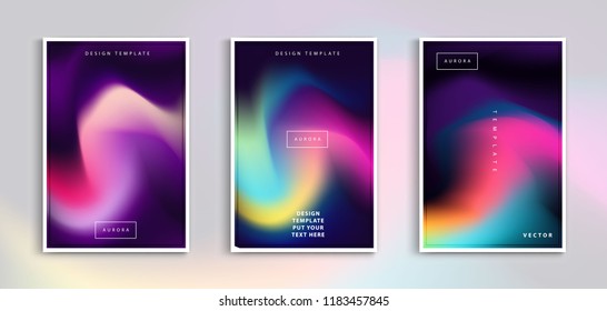 Set modern gradients in abstract aurora blurred background templates. Square blurred background - sky clouds. vector design.