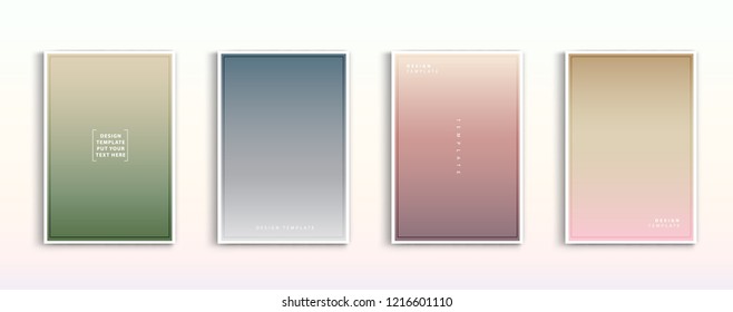 Setzen Sie moderne Farbverläufe in abstrakten Sonnenuntergang und Sonnenaufgang Meer unscharfen Hintergrund Vorlagen. Quadratischer unscharfer Hintergrund - Wolken am Himmel, Natur. Vektordesign.