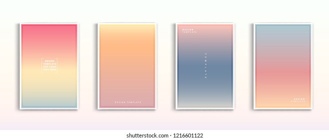 Set modern gradients in abstract sunset and sunrise sea blurred background templates. Square blurred background - sky clouds,nature. vector design.