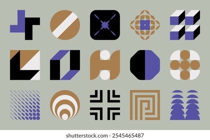 Set of modern graphic vector elements. Abstract forms or geometric shapes for icons, logos, pictograms, branding or web.