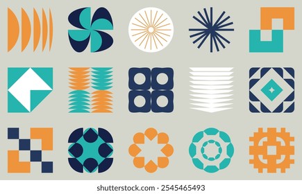 Set of modern graphic vector elements. Abstract forms or geometric shapes for icons, logos, pictograms, branding or web.