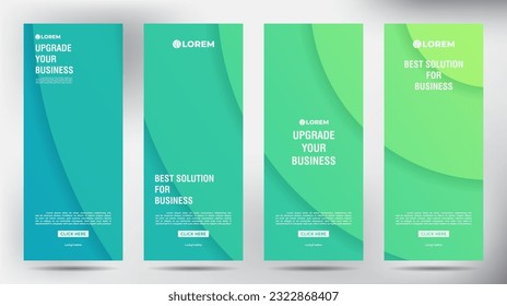 set of Modern Green color roll up business brochure flyer banner design vertical template, cover presentation background, modern publication x-banner and flag-banner, Roll up banner stand