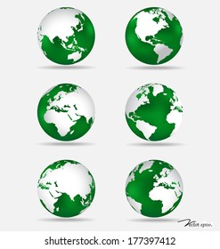 Conjunto de globos verdes modernos. Ilustración vectorial.