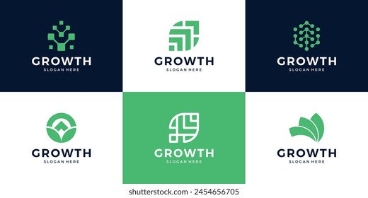 Set of modern growth arrow logo design inspiration.