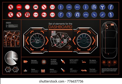 Set of modern head up display and elements for it. Futuristic user interface. HUD UI. Abstract virtual graphic touch user interface. Vector science abstract. Vector illustration.