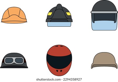 Set moderner Helme für Sport und Arbeit