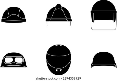 Set of modern helmets for sport and work