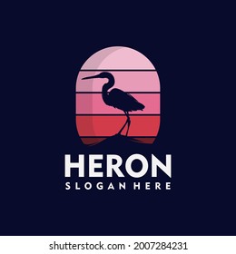 Set of modern heron logo silhouette style