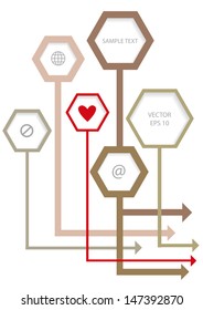 set of modern hexagonal labels with arrows, editable message board design