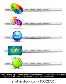 Set of modern high tech style search banners and web headers with various label tags for your text. Shadows are all transparents so you can place it on every surface.