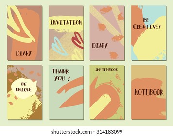 Set of  Modern Hipster  hand drawn Background. Made with Ink. Creative Unusual Retro Patterns for Placards, Invitation, Posters, Flyers and Banner Designs.