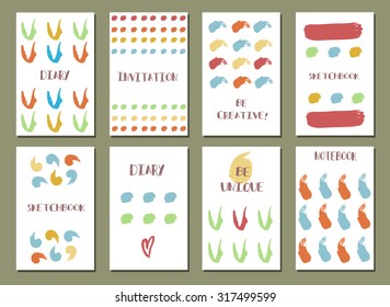 Set of  Modern Hipster  hand drawn Background. Made with Ink. Creative  Patterns for Placards, Invitation, Posters, Flyers and Banner Designs.