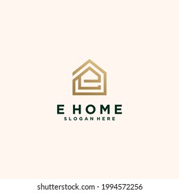 Set of modern home architecture industrial building logo design templates with initial letter E , house logo letter E