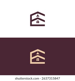 Set of modern home architecture industrial building logo design templates with initial letter E , house logo letter E