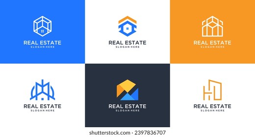 Set of modern home logo, Creative real estate logo collection
