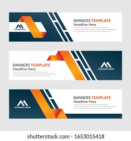 Set of modern horizontal banner design template 