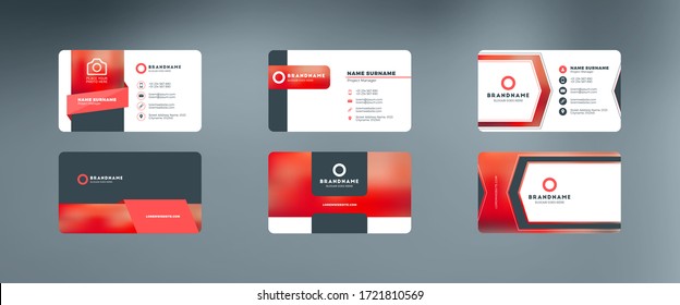 Set of modern horizontal corporate business card print templates. Vector illustration. Stationery design