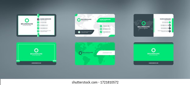 Set of modern horizontal corporate business card print templates. Vector illustration. Stationery design