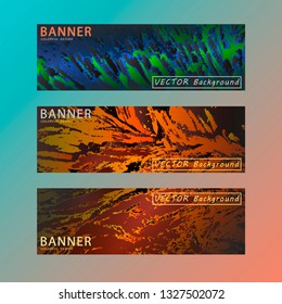 Set of modern horizontal vector banners with colorful background. Autotrace. Vector Illustration. EPS 10.