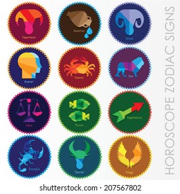 set of modern horoscope zodiac signs