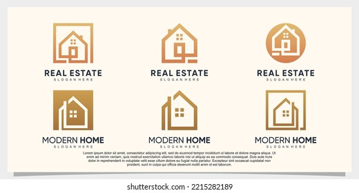 Set of modern house logo design bundle with creative unique concept Premium Vector
