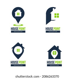 set of Modern House Point logo design idea for company.
