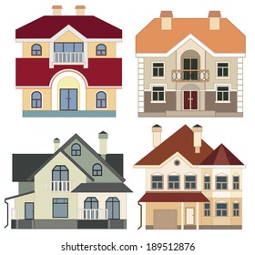 conjunto de casas modernas (vista frontal)