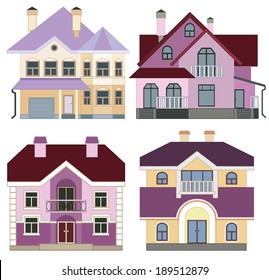 set of modern houses (front view)
