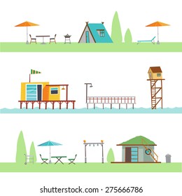 Set of modern houses on a white background. Ukraine