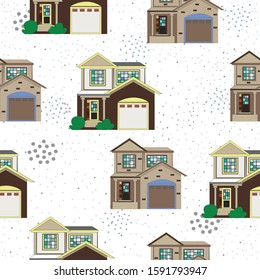 Set of Modern houses. Seamless Pattern. vector Illustration