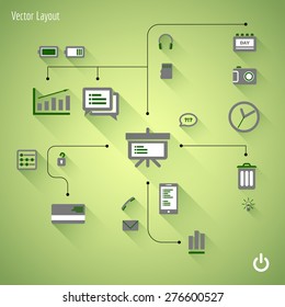 Set of modern icon for applications, webdesigns, flyers, brochures. Vector design elements.