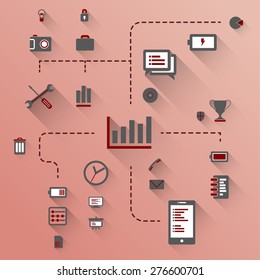 Set of modern icon for applications, webdesigns, flyers, brochures. Vector design elements.