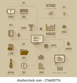 Set of modern icon for applications, webdesigns, flyers, brochures. Vector design elements.