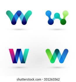 Set of modern icon design W letter shape elements. Best for identity and logotypes.