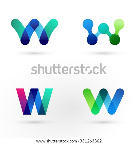 Set of modern icon design W letter shape elements. Best for identity and logotypes.