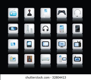 A set of modern icon illustrations of electronic devices