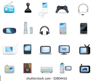 A set of modern icon illustrations of electronic devices