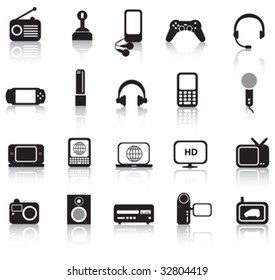 A set of modern icon illustrations of electronic devices