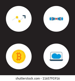 Set of modern icons flat style symbols with trend, gyroscooter, crypto currency and other icons for your web mobile app logo design.
