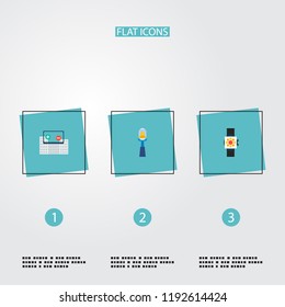 Set of modern icons flat style symbols with augmented reality, selfie, smart watch and other icons for your web mobile app logo design.
