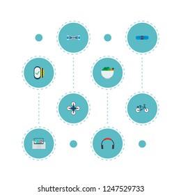 Set of modern icons flat style symbols with vegan, contactless, electric bike and other icons for your web mobile app logo design.