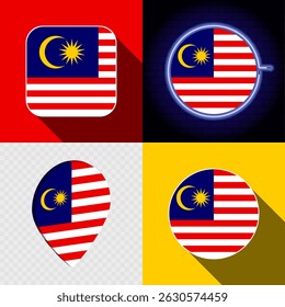 Set of modern icons with the national flag of Malaysia.