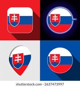 Set of modern icons with the national flag of Slovakia.