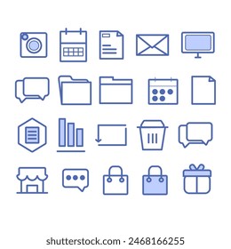 Set of modern icons. Signs for mobile devices and the web. High quality pictograms. Linear icon set of business, user interface, media